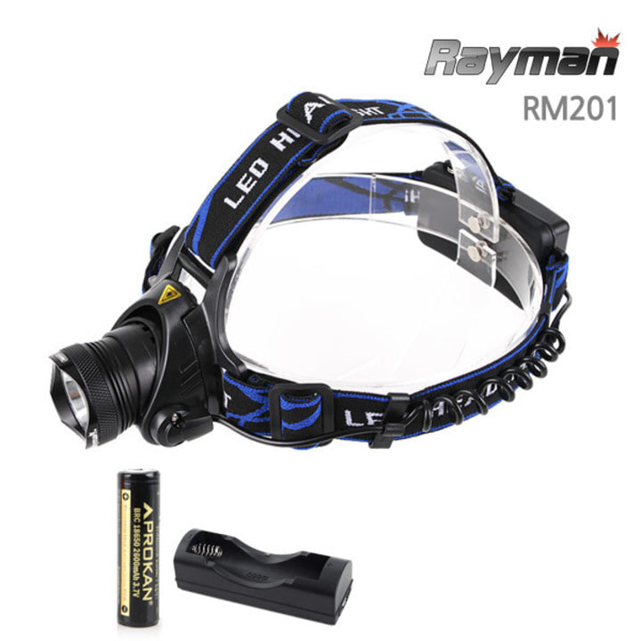 레이맨 RM201 헤드랜턴+18650충전기본세트 T6 LED